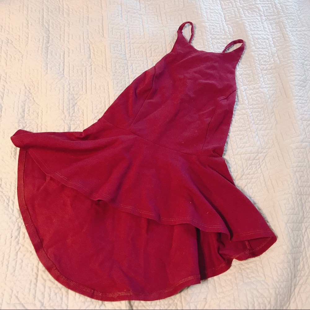 Maroon Openback High low peplum